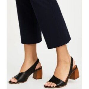 Lucky Brand Size 9.5 Black Business Casual Leather Slingback Heeled Sandals